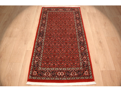 Persian carpet Bidjar virgin wool with silk 151x79 cm Red