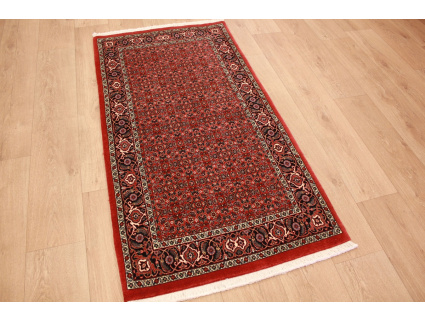 Persian carpet Bidjar virgin wool with silk 151x79 cm Red