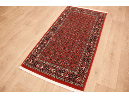 Persian carpet Bidjar virgin wool with silk 151x79 cm Red