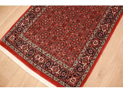 Persian carpet Bidjar virgin wool with silk 151x79 cm Red