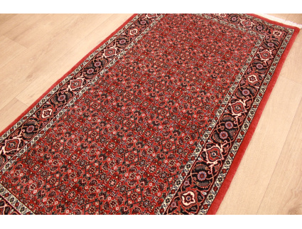 Persian carpet Bidjar virgin wool with silk 151x79 cm Red