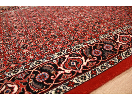 Persian carpet Bidjar virgin wool with silk 151x79 cm Red