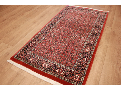 Persian carpet Bidjar virgin wool with silk 151x79 cm Red