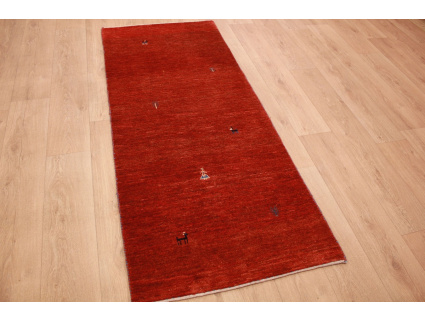 Persian carpet Gabbeh  wool carpet 192x79 cm Red