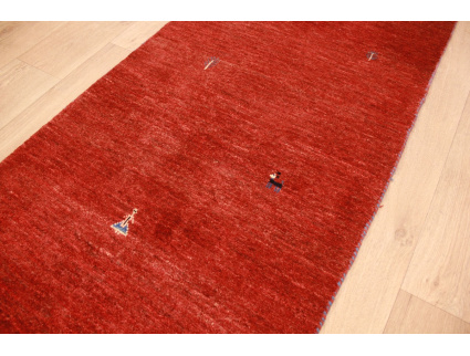 Persian carpet Gabbeh  wool carpet 192x79 cm Red