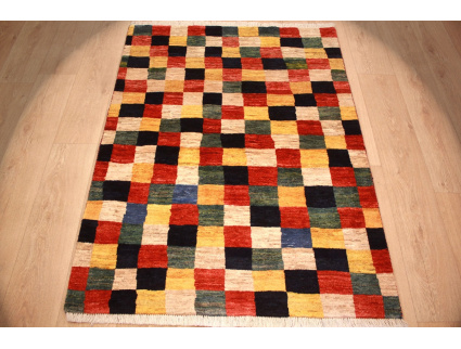 Persian carpet Gabbeh wool carpet 154x112 cm checkered