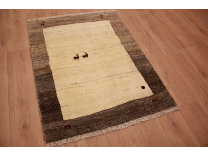 Persian carpet Gabbeh  wool carpet 131x98 cm Beige