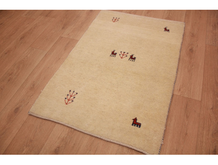 Nomadic Persian carpet Gabbeh wool 120x80 cm Beige