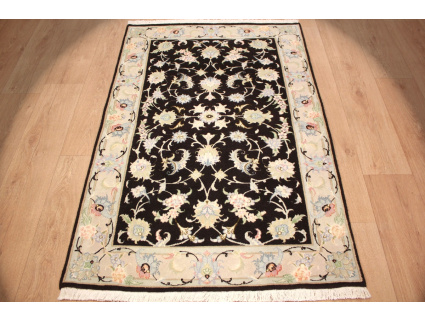 Persian carpet Tabriz wool and silk carpet 150x98 cm Black