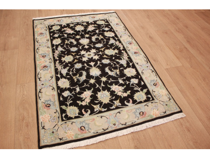 Persian carpet Tabriz wool and silk carpet 150x98 cm Black