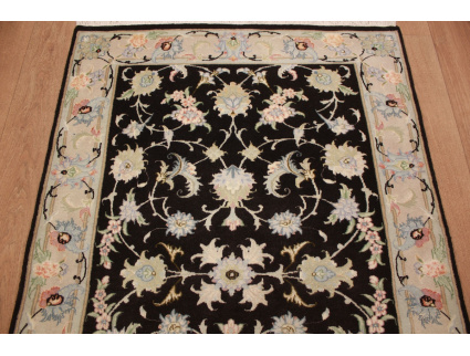 Persian carpet Tabriz wool and silk carpet 150x98 cm Black