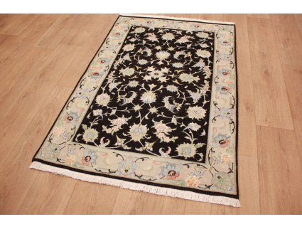 Persian carpet Tabriz wool and silk carpet 150x98 cm Black