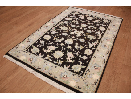 Persian carpet Tabriz wool and silk carpet 150x98 cm Black