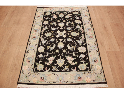 Persian carpet Tabriz wool and silk carpet 150x98 cm Black