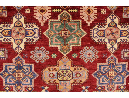 Oriental carpet Kazak virgin wool 293x226 cm Red