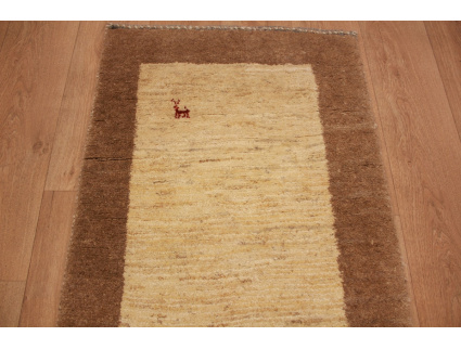 Persian carpet Runner Gabbeh pure wool 372x70 cm Blue