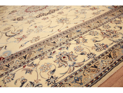 Perser Teppich Nain 6 La mit Seide 310x205 cm Beige