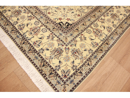 Perser Teppich Nain 6 La mit Seide 310x205 cm Beige