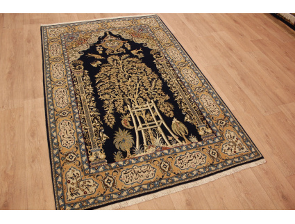 Antique Persian carpet Qum 208x134 cm Wool and Silk