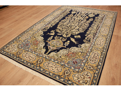 Antique Persian carpet Qum 208x134 cm Wool and Silk