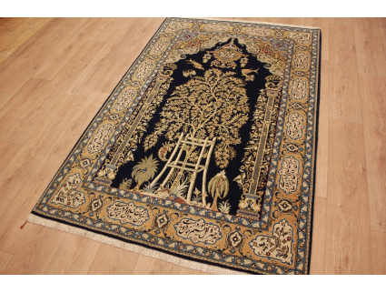 Antique Persian carpet Qum 208x134 cm Wool and Silk