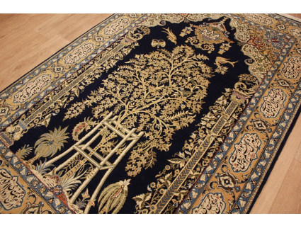 Antique Persian carpet Qum 208x134 cm Wool and Silk