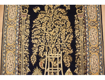 Antique Persian carpet Qum 208x134 cm Wool and Silk