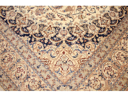 Persian carpet Nain 4La with silk 318x211 cm Beige