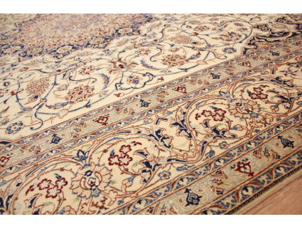 Persian carpet Nain 4La with silk 318x211 cm Beige