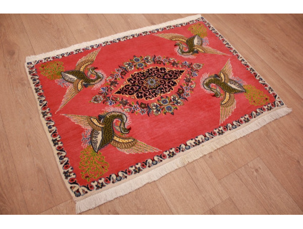 Fine Persian carpet Ghom Wool carpet 97x67 cm