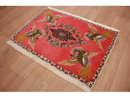 Fine Persian carpet Ghom Wool carpet 97x67 cm