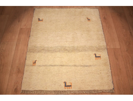 Nomadic Persian carpet Gabbeh wool 107x89 cm Beige