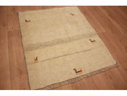 Nomadic Persian carpet Gabbeh wool 107x89 cm Beige