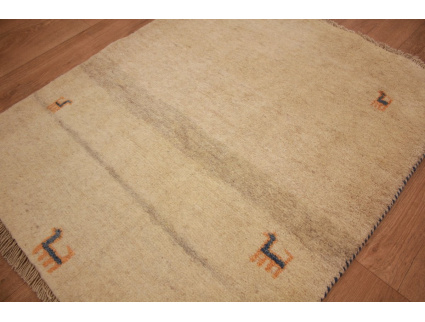 Nomadic Persian carpet Gabbeh wool 107x89 cm Beige