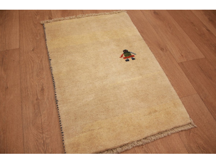 Perserteppich Gabbeh wollteppich 80x52 cm Beige