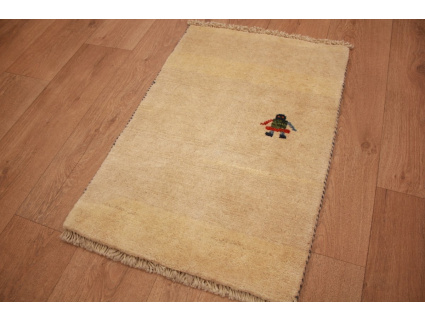 Perserteppich Gabbeh wollteppich 80x52 cm Beige