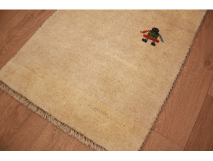 Perserteppich Gabbeh wollteppich 80x52 cm Beige