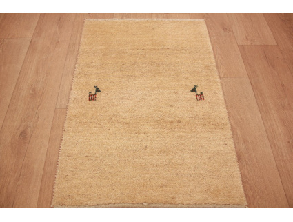 Perserteppich Gabbeh wollteppich 87x60 cm Beige