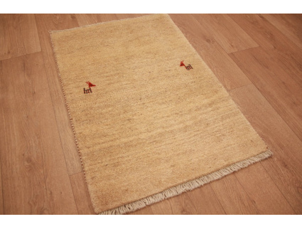 Perserteppich Gabbeh wollteppich 87x60 cm Beige