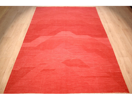 Vintage carpet modern used look overdyed Red 290x199 cm Kelim