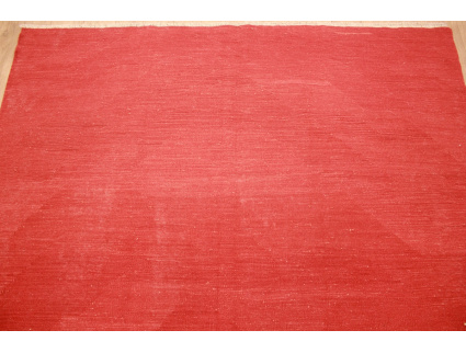 Vintage carpet modern used look overdyed Red 290x199 cm Kelim