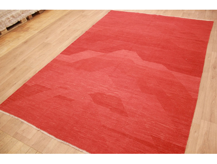 Kelim Vintage Teppich moderner Perserteppich Rot 290x199 cm