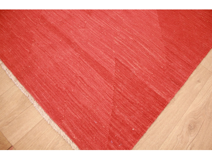 Vintage carpet modern used look overdyed Red 290x199 cm Kelim