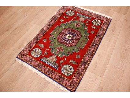 Perser Teppich Ghom Wollteppich 124x83 cm Rot