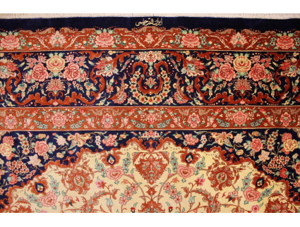 Persian carpet Ghom pure silk 299x196 cm Gold