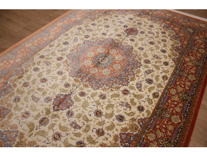 Seidenteppich Ghom 300x198 cm Beige