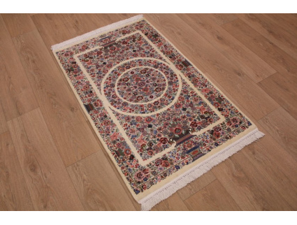 Persian carpet Ghom pure Silk 117x74 cm Beige