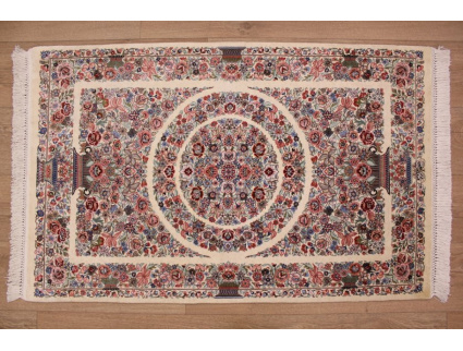 Persian carpet Ghom pure Silk 117x74 cm Beige