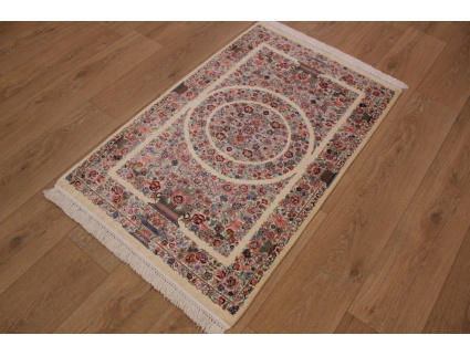 Persian carpet Ghom pure Silk 117x74 cm Beige