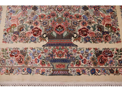 Persian carpet Ghom pure Silk 117x74 cm Beige